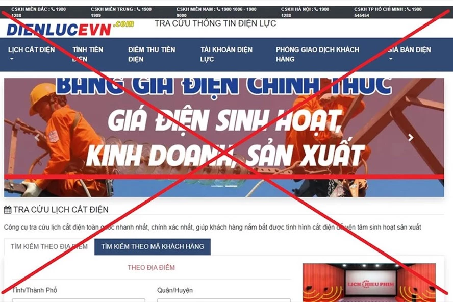 Tập đoàn Điện lực Việt Nam khẳng định trang web http://dienlucevn.com giả mạo.