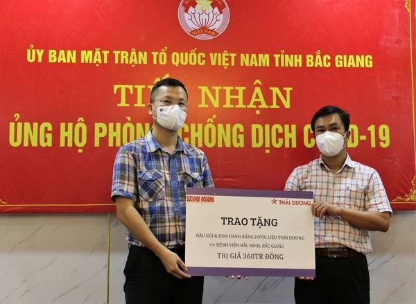 Các phần quà được trao tặng cho tỉnh Bắc Giang hỗ trợ chống dịch Covid-19