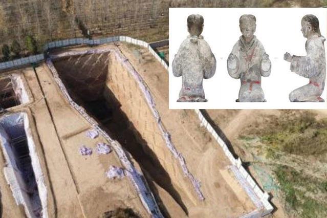 Các tượng gốm được tìm thấy trong khu khảo cổ.