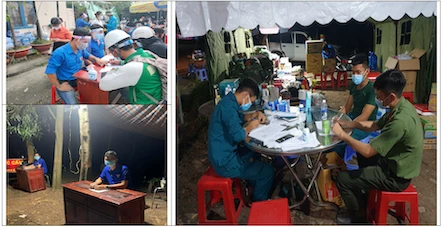 Đêm cũng như ngày, các lực lượng thanh niên tình nguyện hăng hái thay phiên nhau túc trực tại các chốt ngăn dịch ở những tuyến đường huyết mạch trên địa bàn tỉnh Bình Phước