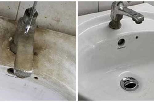 Dùng nguyên liệu trong bếp đánh bay vết ố vàng trên bồn rửa mặt, trắng sáng y như mới