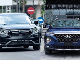 So sánh Hyundai Santa Fe phiên bản dầu tiêu chuẩn với Honda CR-V phiên bản L