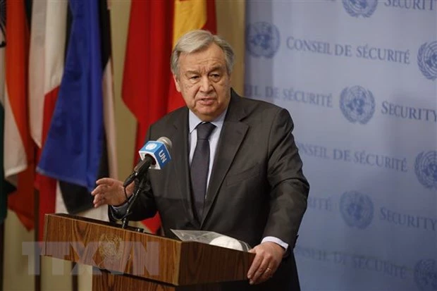 Ông Antonio Guterres phát biểu trong cuộc họp báo tại New York, Mỹ. (Ảnh: THX/TTXVN)