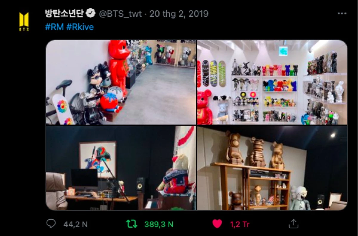 RM thường xuyên chia sẻ hình ảnh về bộ sưu tập của mình lên Twitter