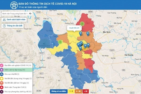 Hà Nội chính thức ra mắt “Bản đồ thông tin dịch tễ COVID-19”. 