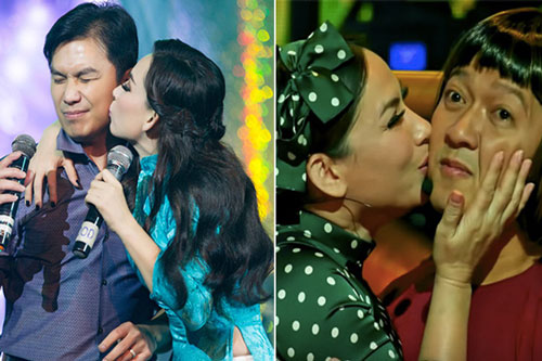 Đời tư kín tiếng nhưng Phi Nhung lại rất thoải mái ôm hôn đồng nghiệp nam