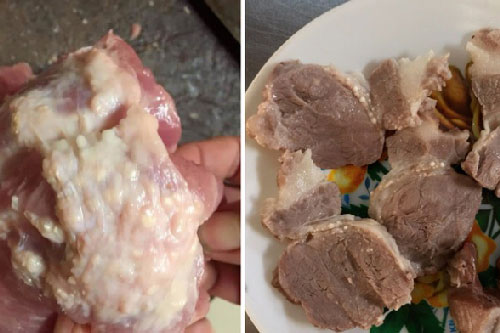 Nhận biết thịt bị nhiễm giun sán bằng mắt thường