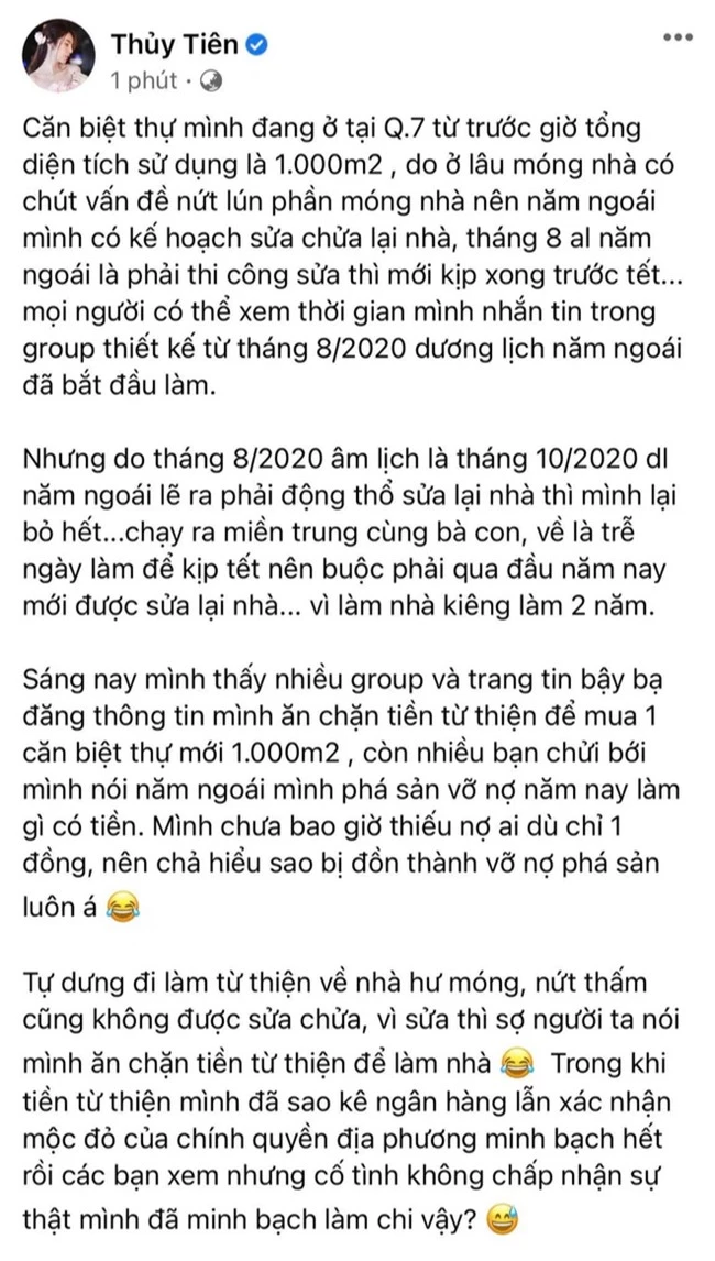 Cộng đồng mạng đặt nghi vấn về việc Thủy Tiên kêu gặp khó khăn nhưng vẫn xây nhà - Ảnh 6.