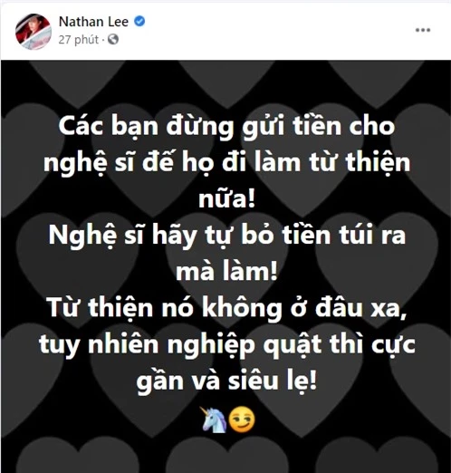 Giữa hàng loạt lùm xùm của dàn sao Việt, Nathan Lee kêu gọi khán giả đừng gửi tiền và tuyên bố cực gắt về chuyện làm từ thiện - Ảnh 2.