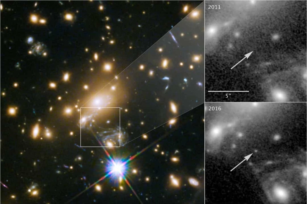 Kính thiên văn Hubble đã ghi lại được một ngôi sao màu xanh khổng lồ được gọi là Icarus - ngôi sao xa nhất mà con người từng thấy. Những hình ảnh trên cho thấy ngôi sao dần trở nên sáng hơn qua thời gian.