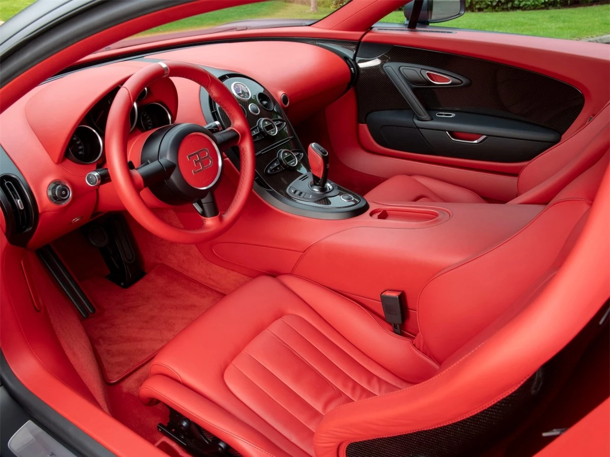 Chiếc Veyron này sở hữu ngoại thất hoàn toàn màu đen với thân xe màu đen mờ và bộ vành đúc màu đen bóng. Cùm phanh màu đỏ nổi bật.