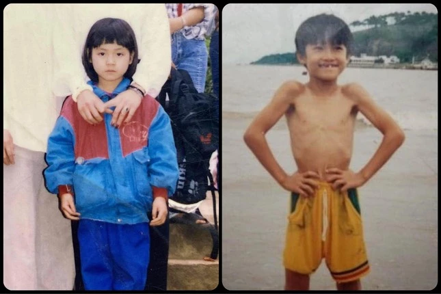 Lương Thu Trang (trái) và Đình Tú (phải) hồi nhỏ.
