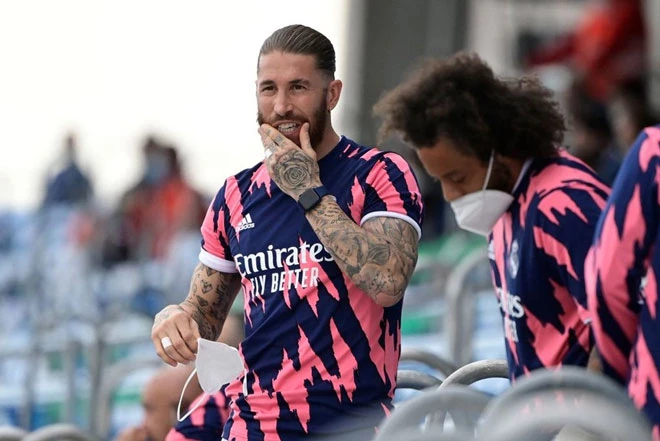 Ramos không có nhiều đóng góp cho Real ở mùa 2020/21 vì những chấn thương liên tiếp. Ảnh: Getty.