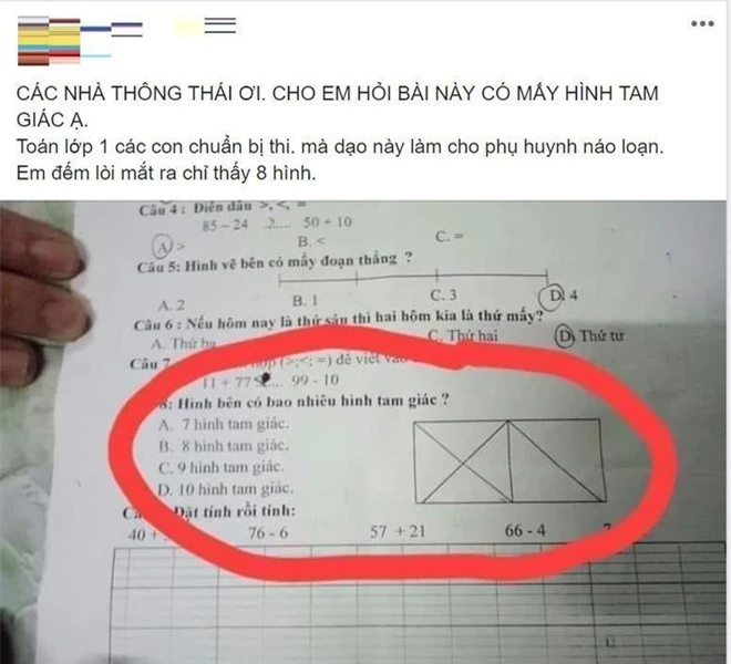 Bài toán đếm hình tam giác khiến nhiều người