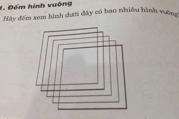 Bài toán đếm hình vuông của HS lớp 2 tưởng dễ như ăn kẹo lại khiến người lớn cũng phải "lú lẫn"