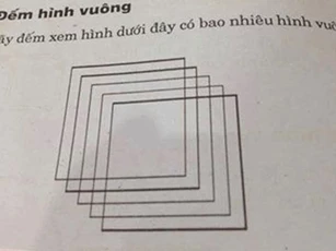 Bài toán đếm hình vuông của HS lớp 2 tưởng dễ như ăn kẹo lại khiến người lớn cũng phải "lú lẫn"