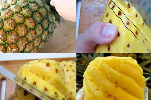 Mẹo gọt dứa đơn giản nhất, loại bỏ hết mắt gai chỉ trong tích tắc