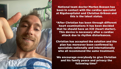 Christian Eriksen đồng ý cấy máy khử rung tim