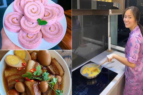 Ở nhà, diễn viên Lê Phương trổ tài làm vợ đảm, nấu đủ các món ngon chẳng kém ngoài tiệm
