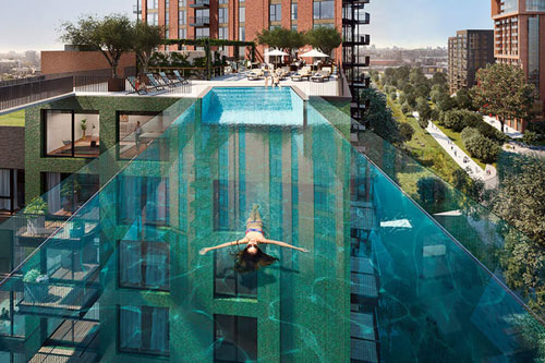 Bể bơi xuyên thấu giữa không trung đầu tiên trên thế giới