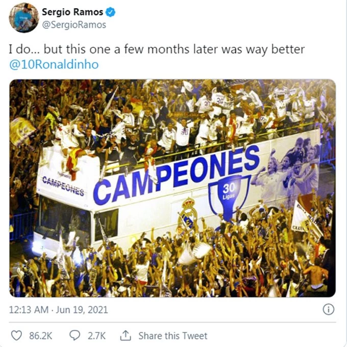 Ramos đáp trả khiến Ronaldinho hoàn toàn câm lặng