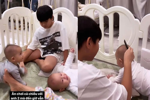 Nhìn cảnh Subeo chơi cùng Lisa và Leon mà "tan chảy" vì cậu bé quá cưng chiều các em