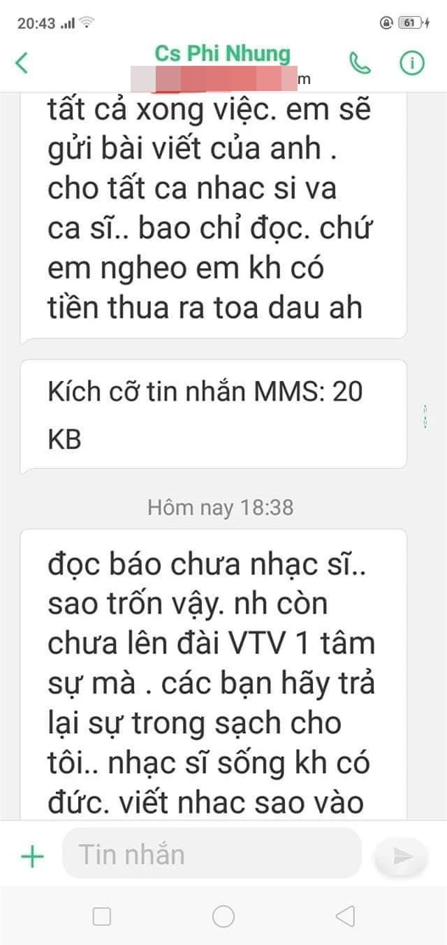 Phía Phi Nhung có câu trả lời về việc nhắn tin uy hiếp nhạc sĩ Hồng Xương Long - Ảnh 2.