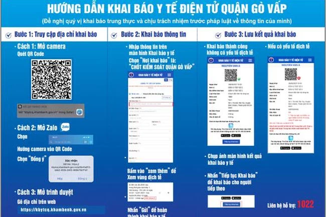 Các bước hướng dẫn khai báo y tế điện tử quận Gò Vấp.