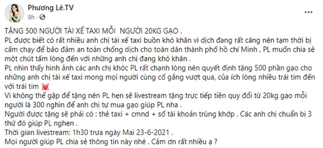 Cái kết bất ngờ trong vụ Hoa hậu Phương Lê bị chỉ trích chuyện tặng gạo cho tài xế taxi - Ảnh 2.