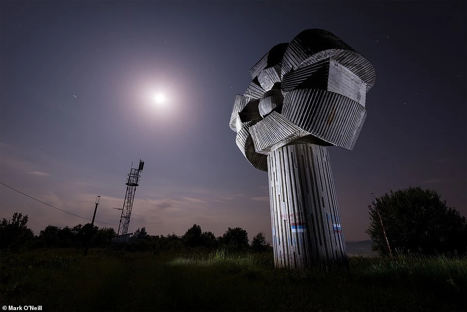 3. Đài tưởng niệm Freedom Hill, Bosnia: Đài tưởng niệm Freedom Hill, còn có tên khác là Gligino Brdo, được xây dựng vào năm 1970 ở Bosnia. Hình dáng của Freedom Hill trông giống như một bông hoa khổng lồ với chiều cao 11 m. Sau nhiều biến cố, hiện nay đài tưởng niệm này đã bỏ hoang và bị thiên nhiên xâm chiếm.