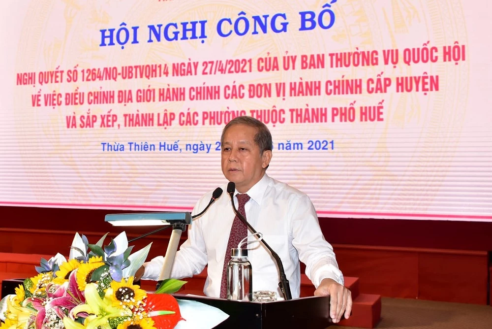 Chủ tịch UBND tỉnh Thừa Thiên Huế Phan Ngọc Thọ phát biểu tại hội nghị.