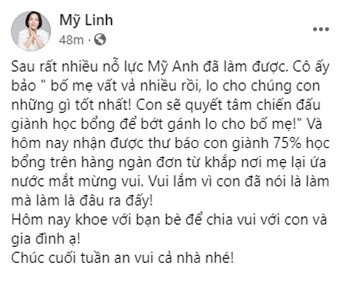 Mỹ Linh tự hào trước thành tích học tập khủng của con gái khi giành học bổng tại đại học Anh Quốc - Ảnh 2.