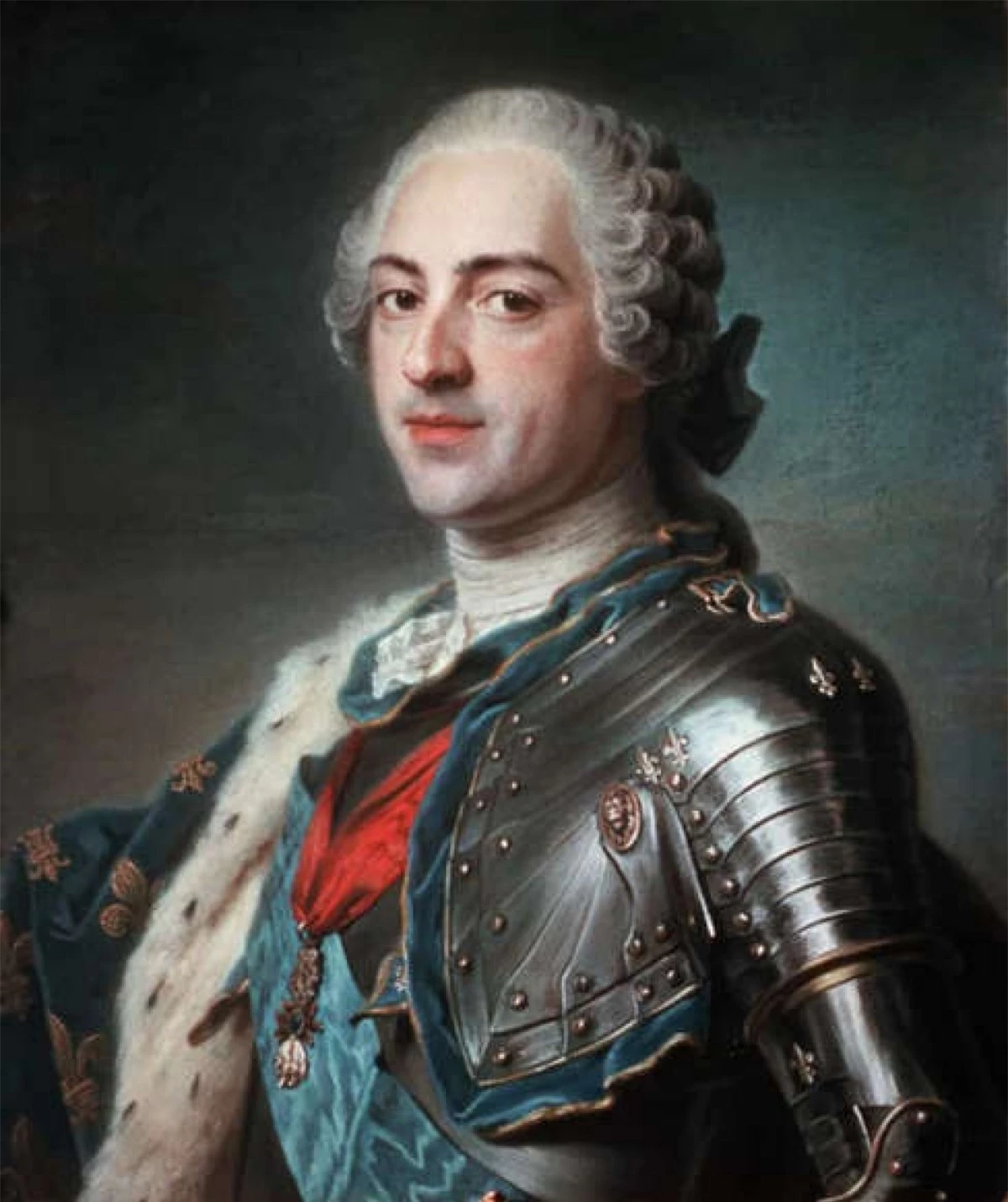 Vua Louis XV.Louis XV giữ tước hiệuVua của Pháptừ1/9/1715cho đến khi ông qua đời năm1774.Thời gian cai trị của ông kéo dài 58 năm, đứng thứ hai trong lịch sử của Pháp chỉ sau Vua Louis XIV.
