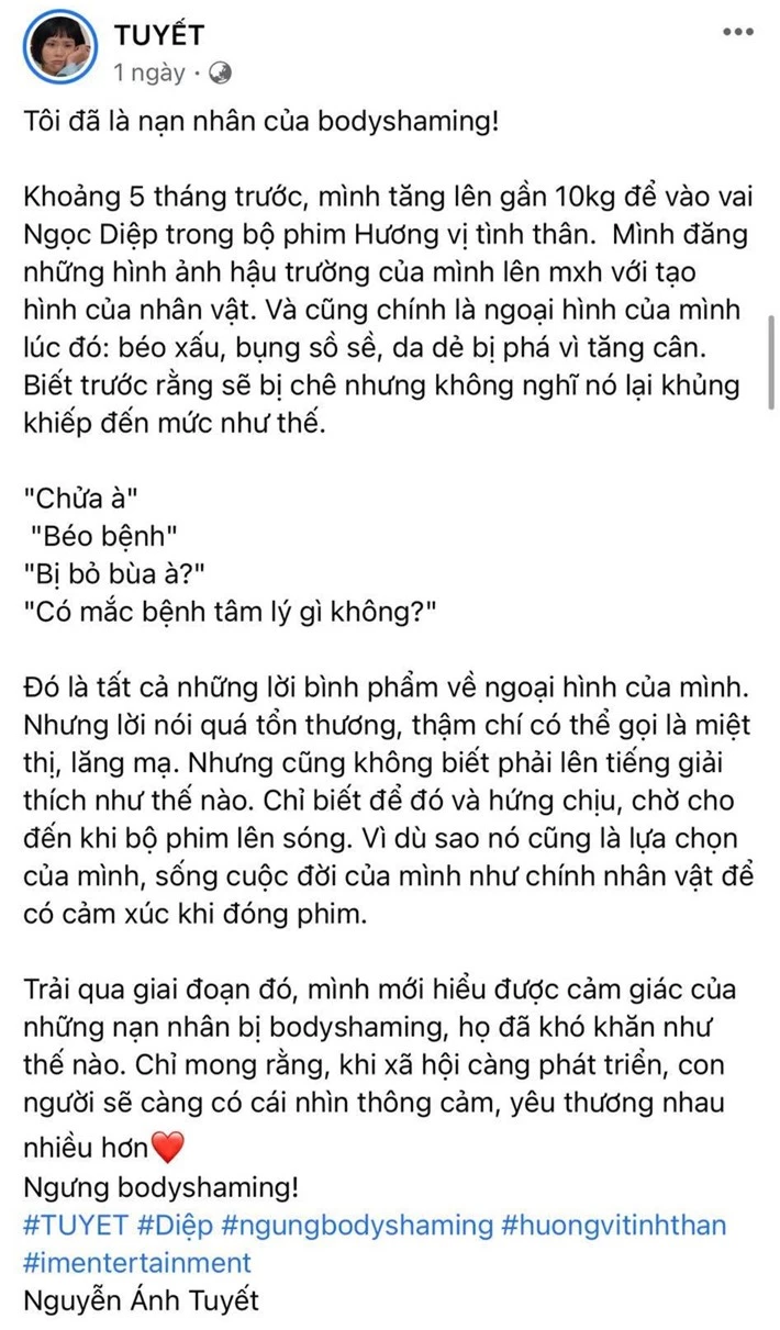 Nữ diễn viên Hương vị tình thân bị miệt thị ngoại hình từ phim ra đời khiến dân mạng sốc nặng, tranh cãi nảy lửa - Ảnh 3.