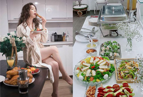 Lý Nhã Kỳ ở nhà tránh dịch vẫn "mình hạc xương mai", soi loạt bữa ăn sáng mới rõ