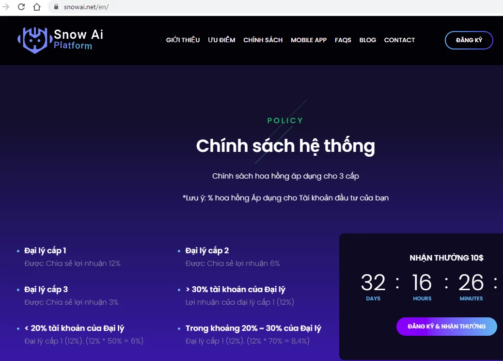    Dấu hiệu kinh doanh theo phương thức đa cấp không phép của SnowAi và Inb.network (Ai.marketing)