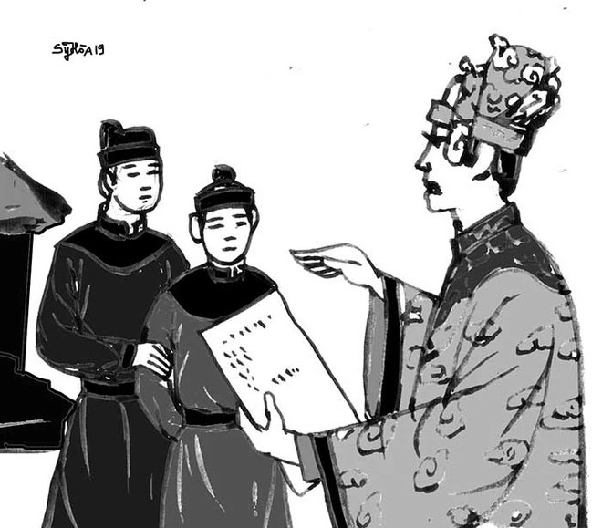Lê Hiển Tông (1717-1786) là vị vua áp chót của nhà Hậu Lê. Ông có tên húy Lê Duy Diêu, con trưởng của vua Lê Thần Tông. Năm 1740, ông được chúa Trịnh đưa lên làm vua. Tranh minh họa: Báo Bình Phước.