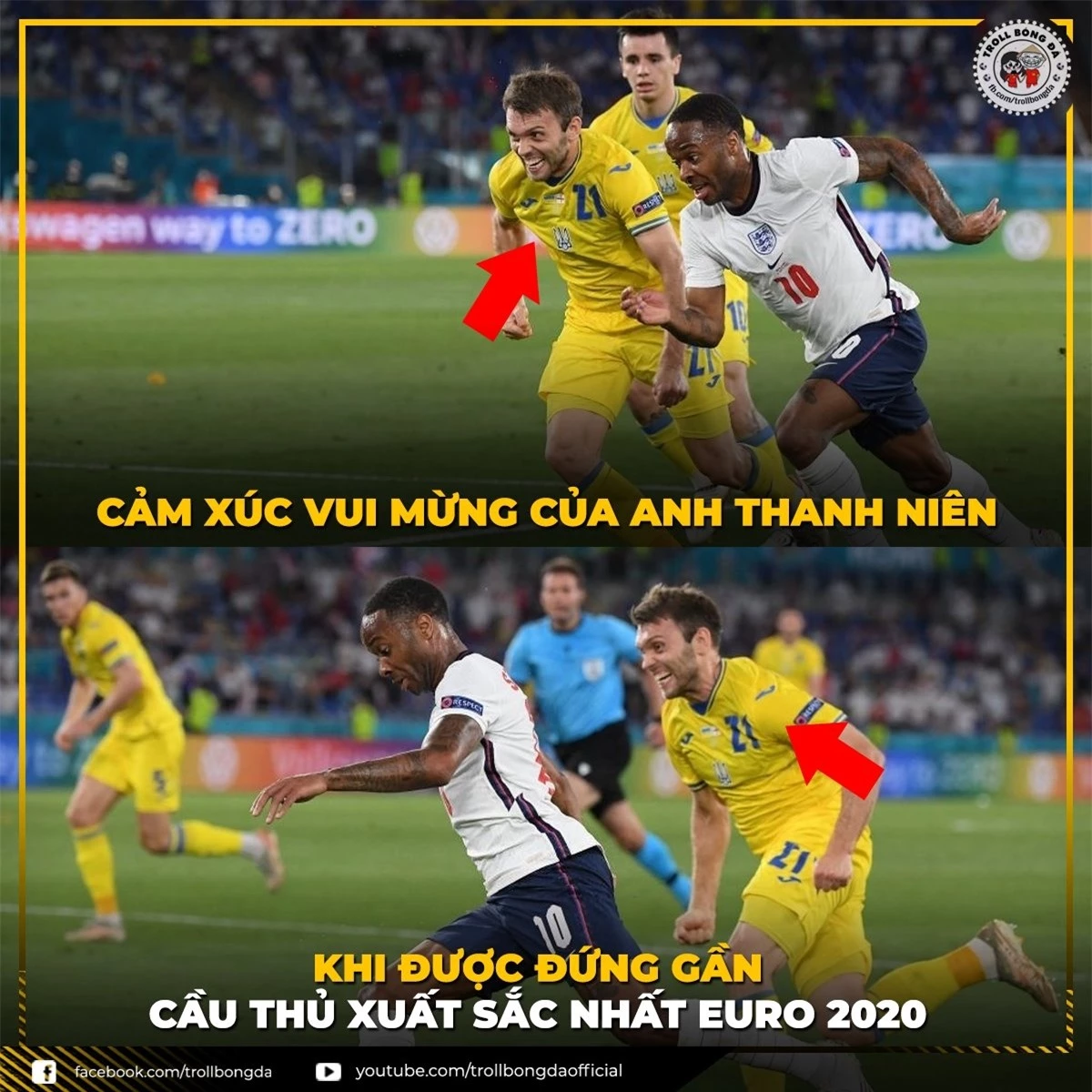 Nếu ĐT Anh vô địch EURO 2021, Raheem Sterling sẽ nhận danh hiệu Cầu thủ xuất sắc nhất? (Ảnh: Troll Bóng Đá)