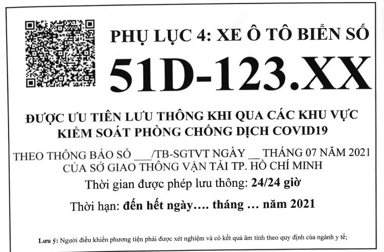 Thẻ nhận diện phương tiện đi, đến và quá cảnh TP.HCM.