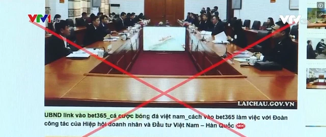 Cổng thông tin điện tử tỉnh Lai Châu bị các đối tượng giả mạo. Ảnh: VTV.