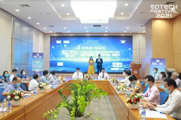 Toàn cảnh lễ khai mạc Ngày hội Công nghệ Giáo dục Edtech Festival 2021.