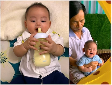 Con trai Bùi Uy Dũng 4 tháng tuổi của Thượng úy Bùi Tấn Thành rất kháu khỉnh và luôn mong đợi ngày về của bố 