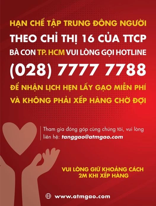 Chỉ cần gọi hotline 028 77777788 để được xếp lịch nhận gạo