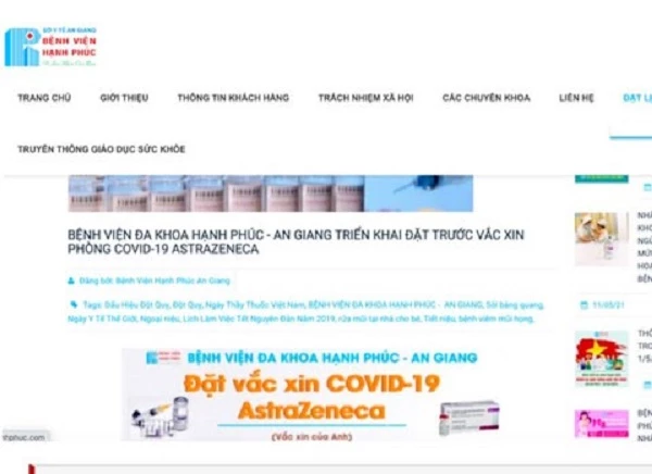 Thông thin Bệnh viện Hạnh Phúc đăng tải trên website gây hiểu làm trong dư luận.