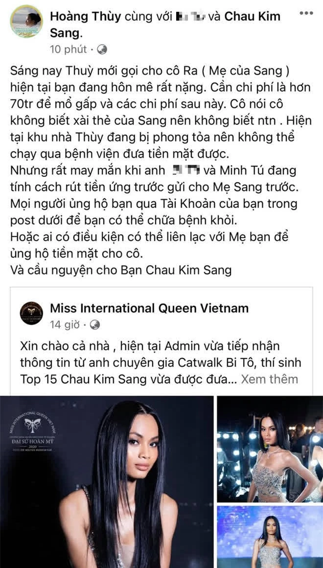 Hoàng Thuỳ hé lộ tình trạng nguy hiểm của Chau Kim Sang khi bị viêm màng não, hiếm hoi nhắc đến Minh Tú sau tin đồn “cạch mặt” - Ảnh 2.