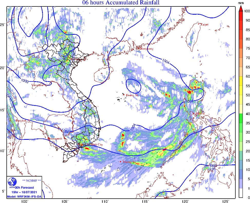 Vùng áp thấp gây thời tiết nguy hiểm trên biển, mưa lớn ở Bắc bộ và Thanh Hóa