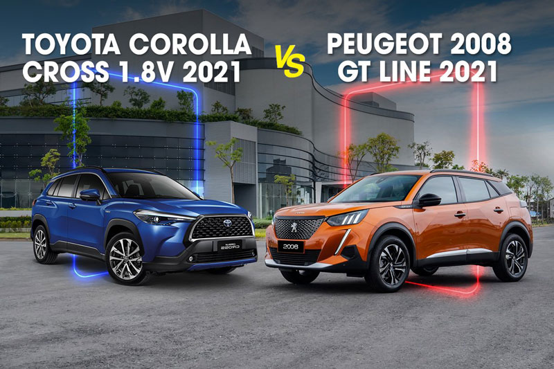 So sánh Toyota Corolla Cross 1.8V với Peugeot 2008 GT Line 