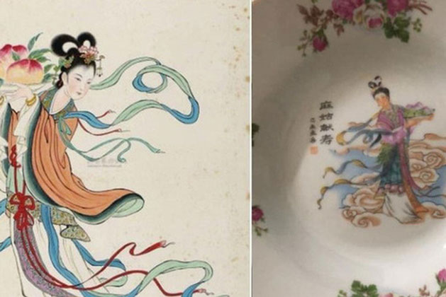 Tiên nữ bê đĩa đào là ai? Truyền thuyết gắn liền với chiếc đĩa sứ cô tiên nhà nào cũng có