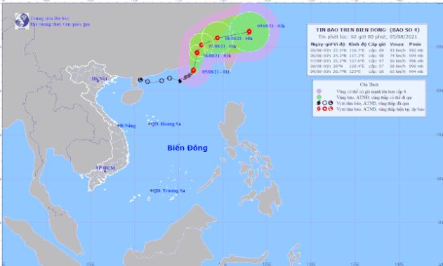 Trong 24 đến 48 giờ tới, bão số 4 có khả năng suy yếu thành áp thấp nhiệt đới