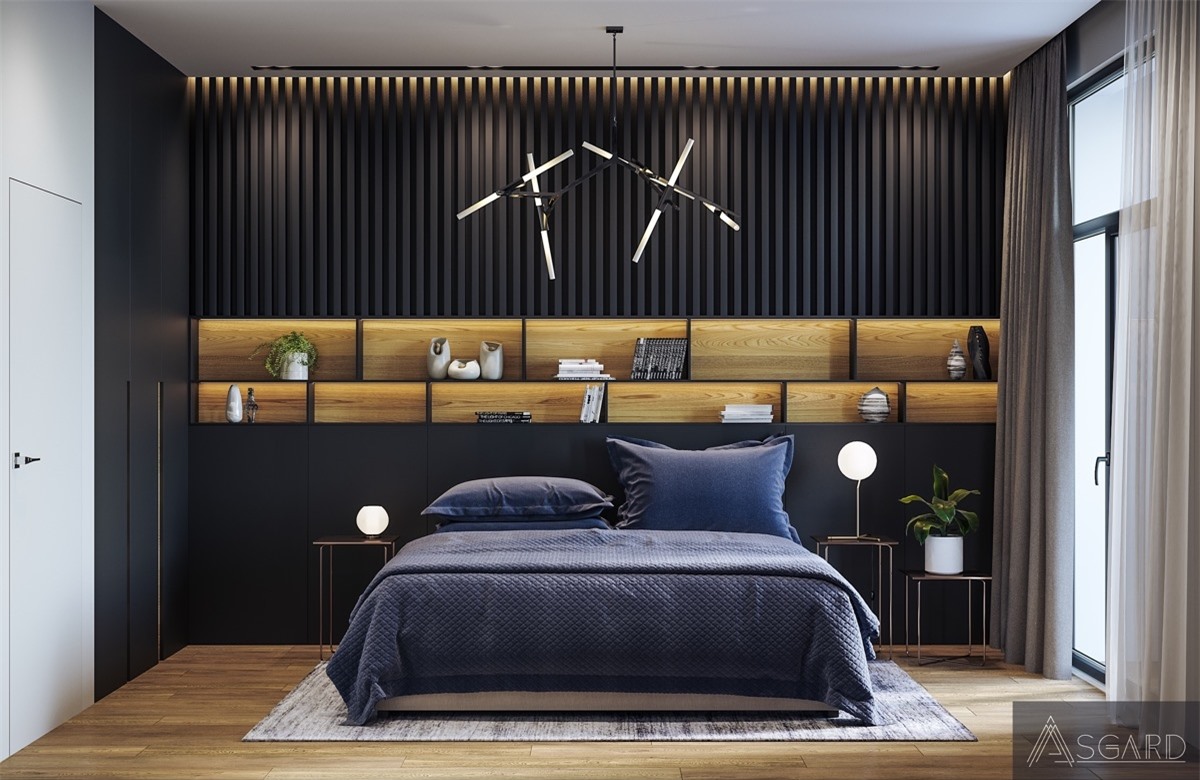 Một ý tưởng sáng tạo không kém trong phòng ngủ màu đen mang lại một không gian đầy lý tưởng và đẹp mắt.